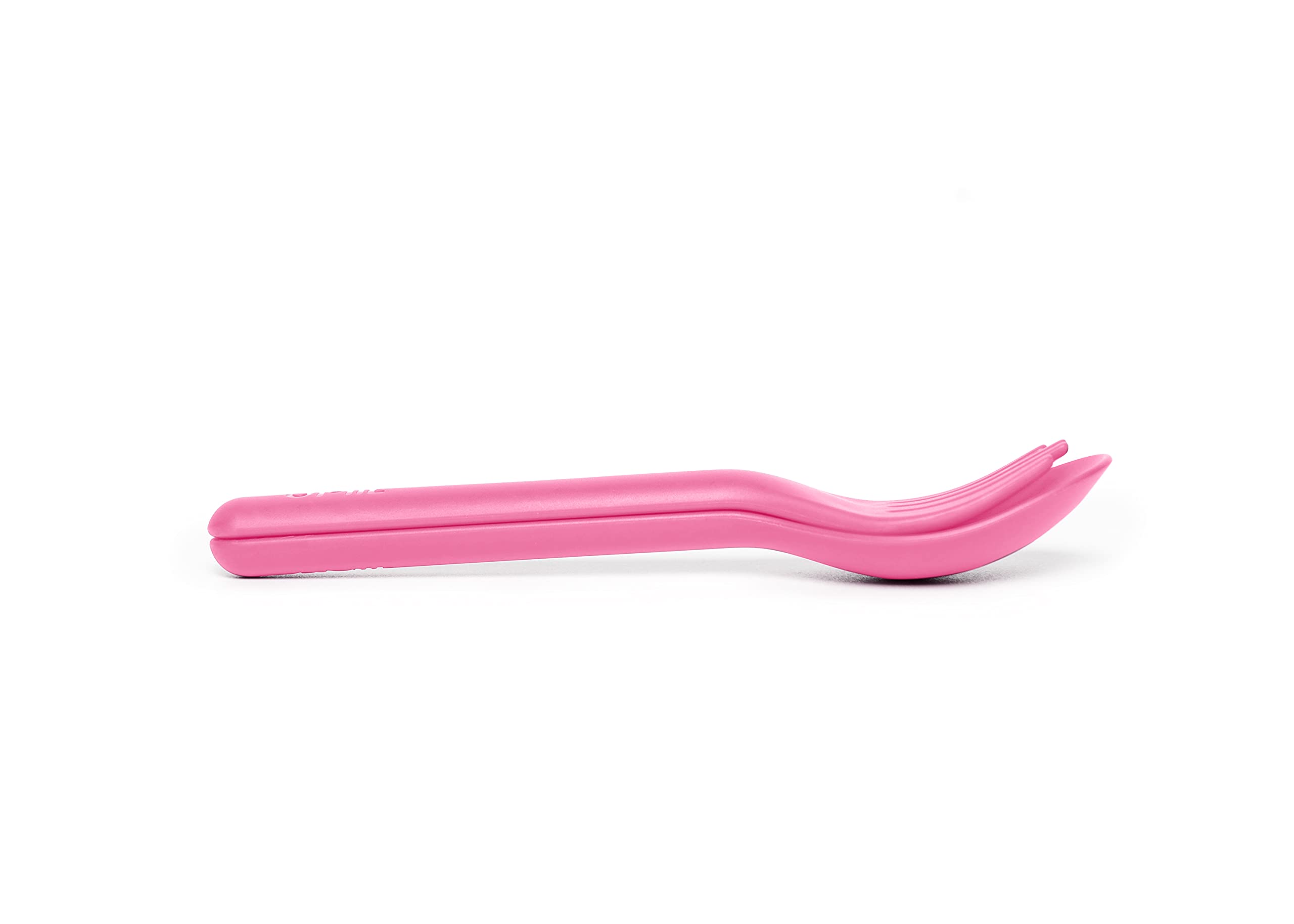 OmieBox Kids Utensils Set with Case - 2 Piece Plastic, Reusable Fork and Spoon Silverware with Pod for Kids (Bubble Pink)